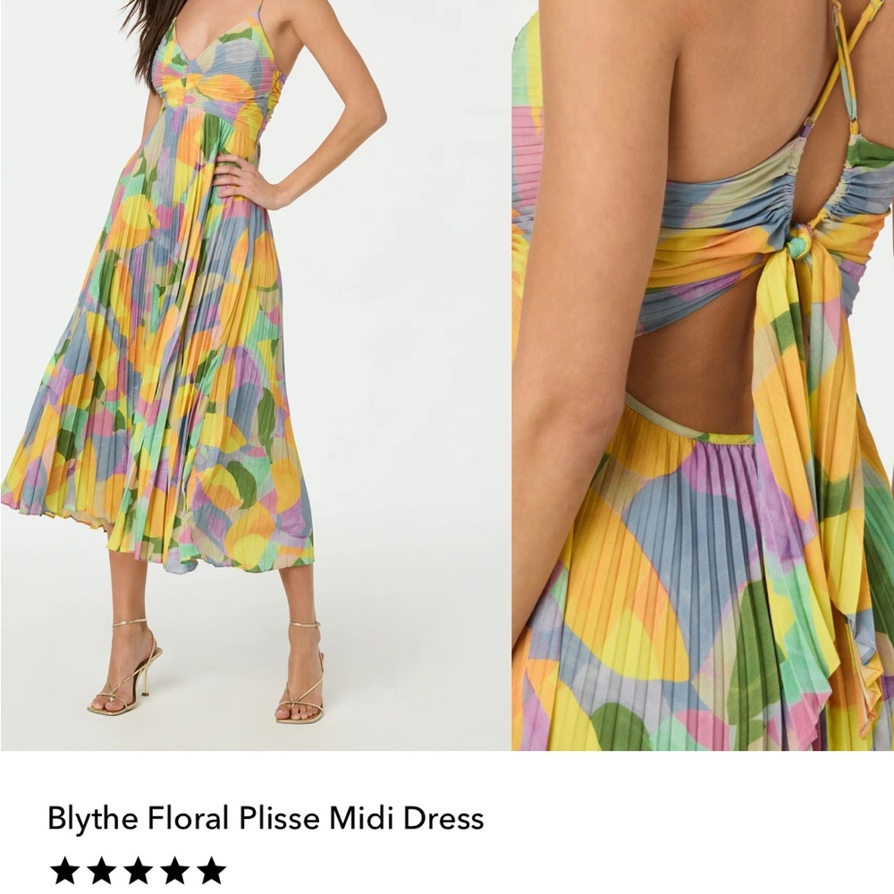 ASTR Blythe Multicolor Floral Plisse Midi Dress